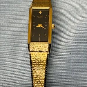 Citizen Gold-Tone Rectangular Case Watch with Silver Back